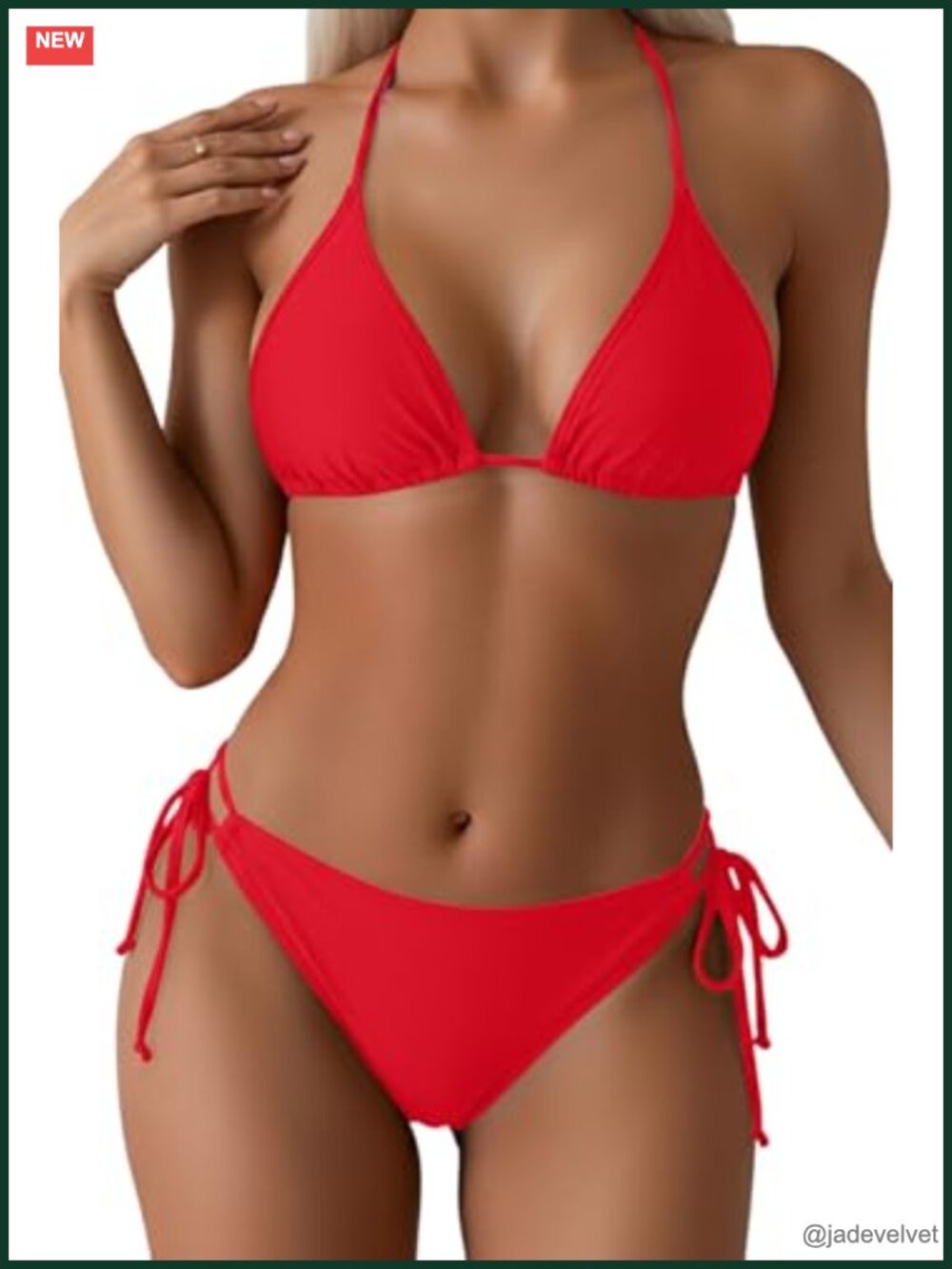 Triangle Bikini Top Halter Two Piece Swimsuit String Tie Side Bathing Suit